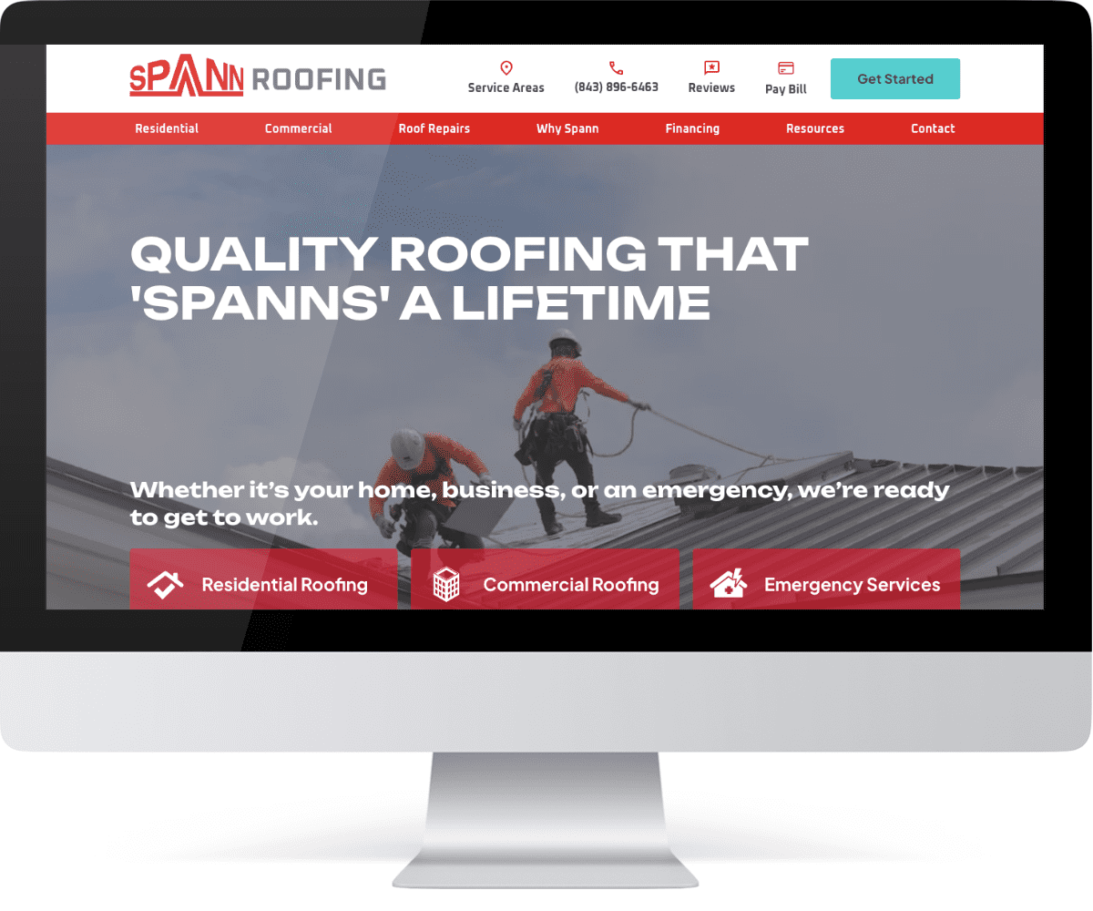 spann roofing website preview
