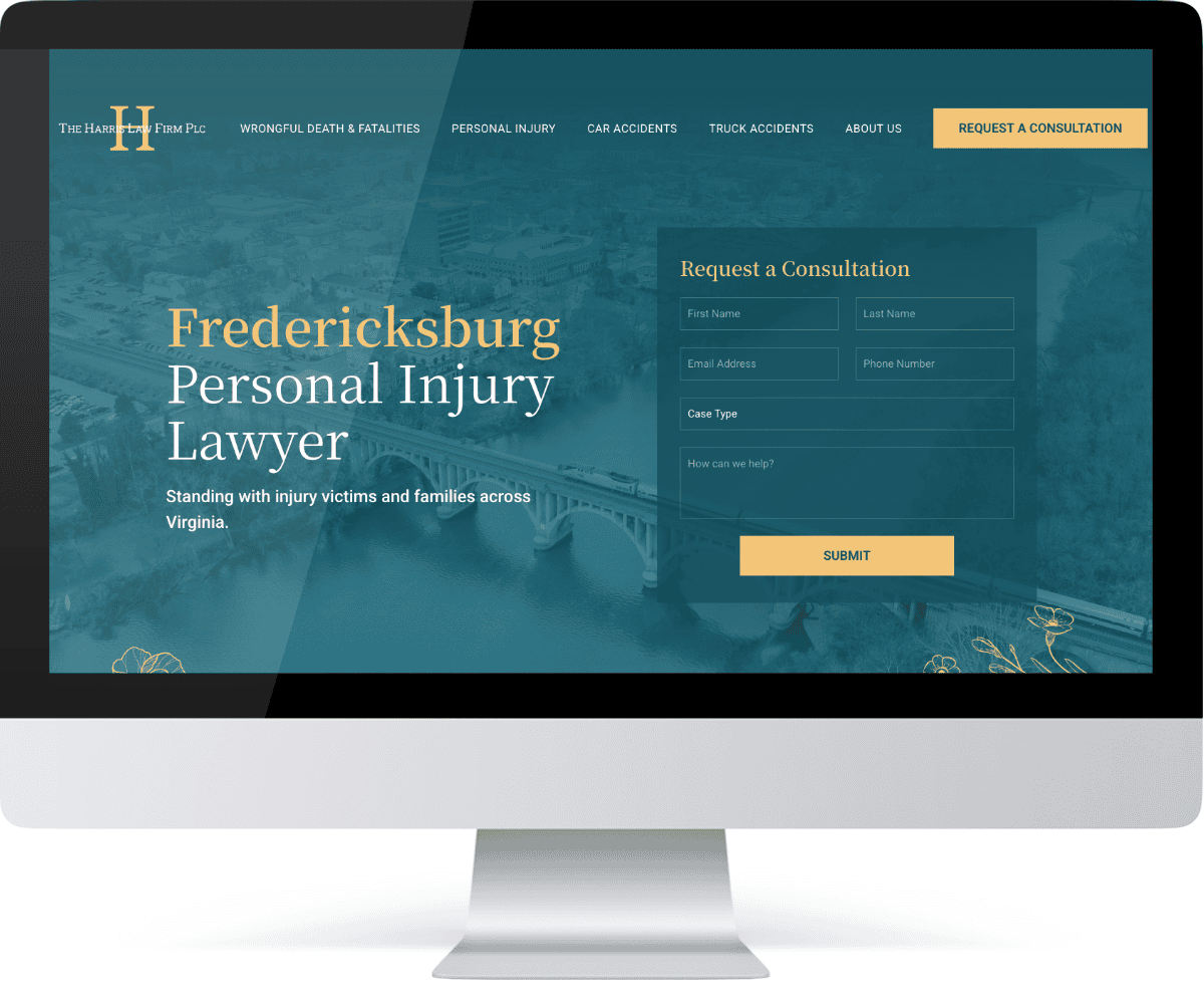 harrison law firm website desktop mockup